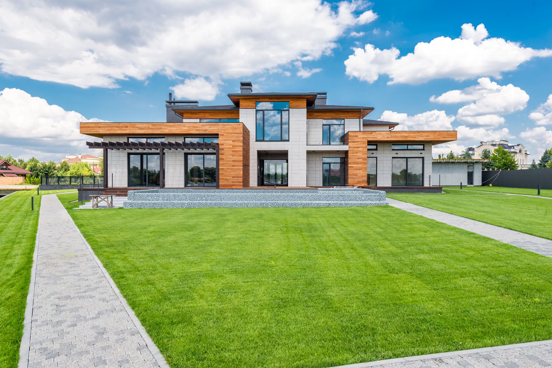 Modern residential architecture, supporting stock photograph